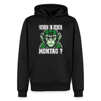 Schon wieder Montag? Lustiges Affen Design - Männer Premium Bio Hoodie - Schwarz - Vorne - Nico (187cm)