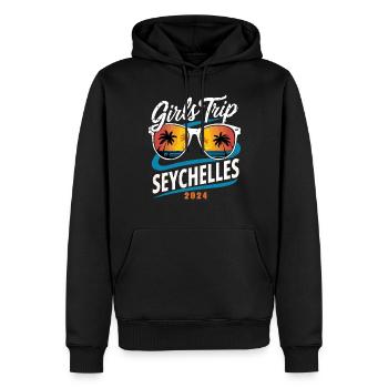 Voyage entre filles aux Seychelles 2024 - Sweat à capuche Premium bio Homme - noir - Devant - Nico (187cm)