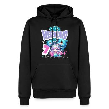 Sirène 7e anniversaire Fille Enfants - Sweat à capuche Premium bio Homme - noir - Devant - Nico (187cm)