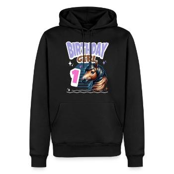 Pferd 1. Geburtstag Mädchen Kinder - Männer Premium Bio Hoodie - Schwarz - Vorne - Nico (187cm)