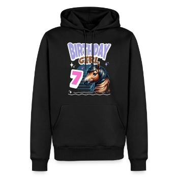 Cheval 7ème Anniversaire Fille Enfants - Sweat à capuche Premium bio Homme - noir - Devant - Nico (187cm)