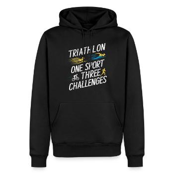 Triathlon Swim Bike Run Triathlet Sport Geschenk - Männer Premium Bio Hoodie - Schwarz - Vorne - Nico (187cm)