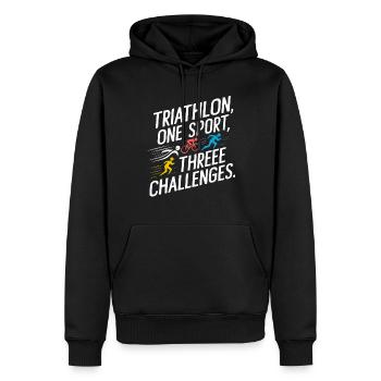 Triathlon Swim Bike Run Triathlet Sport Geschenk - Männer Premium Bio Hoodie - Schwarz - Vorne - Nico (187cm)