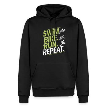 Triathlon Swim Bike Run Triathlet Sport Geschenk - Männer Premium Bio Hoodie - Schwarz - Vorne - Nico (187cm)