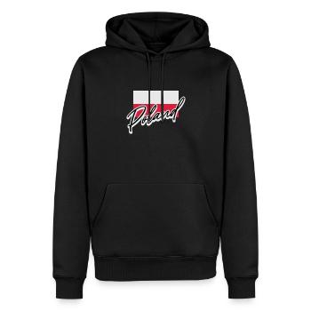 Poland - Men’s Premium Organic Hoodie - black - Front - Nico (187cm)