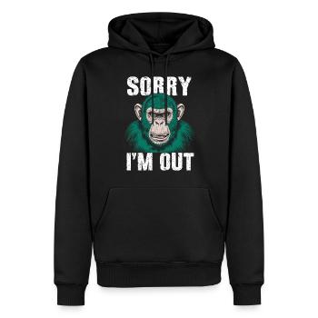 Singe drôle « Désolé, je suis sorti » - Sweat à capuche Premium bio Homme - noir - Devant - Nico (187cm)