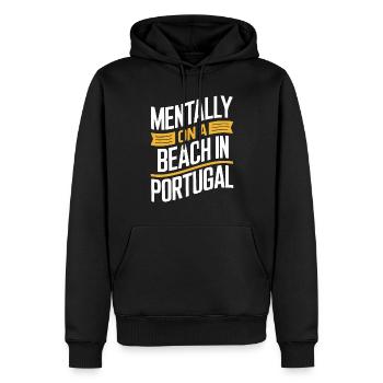 Souvenir Mentalement Sur Une Plage Au Portugal - Sweat à capuche Premium bio Homme - noir - Devant - Nico (187cm)