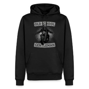 Motorrad Alter Mann Vintage Old School Gentleman - Männer Premium Bio Hoodie - Schwarz - Vorne - Nico (187cm)