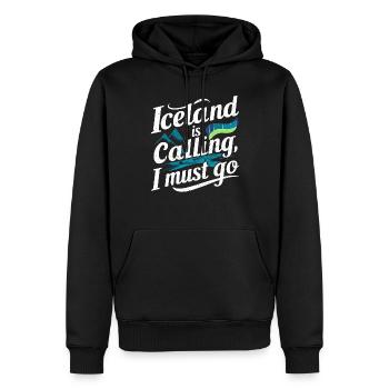 Souvenir de l’Islande L’Islande m’appelle, je dois y aller - Sweat à capuche Premium bio Homme - noir - Devant - Nico (187cm)