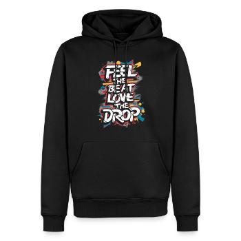 DJ - Feel The Beat Love The Drop - Männer Premium Bio Hoodie - Schwarz - Vorne - Nico (187cm)
