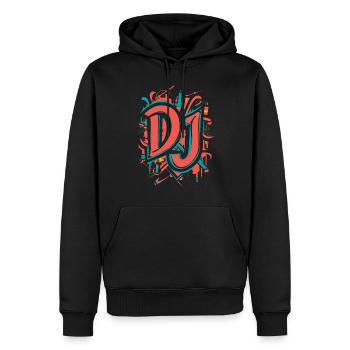 DJ Kunstwerk Bunte Graffiti Stil - Männer Premium Bio Hoodie - Schwarz - Vorne - Nico (187cm)