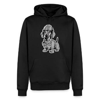 Teckel En Costumes Teckel Artisanal - Sweat à capuche Premium bio Homme - noir - Devant - Nico (187cm)