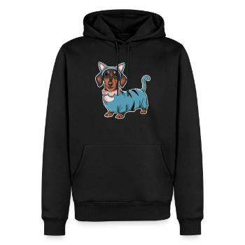 Teckel en costume Chat Teckel - Sweat à capuche Premium bio Homme - noir - Devant - Nico (187cm)