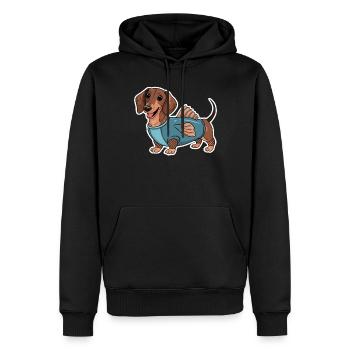 Teckel en costumes avec détails de nageoire - Sweat à capuche Premium bio Homme - noir - Devant - Nico (187cm)