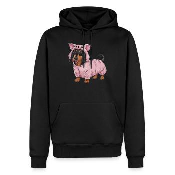 Teckel En Costumes Tenue Cochon - Sweat à capuche Premium bio Homme - noir - Devant - Nico (187cm)