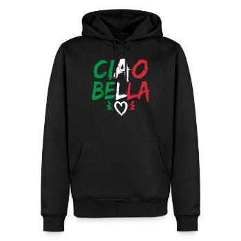Ciao Bella - Männer Premium Bio Hoodie - Schwarz - Vorne - Nico (187cm)