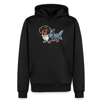 Teckel En Costumes Drôle Requin - Sweat à capuche Premium bio Homme - noir - Devant - Nico (187cm)