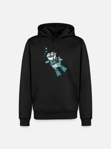 Cute Penguin Diver Illustration - Men’s Premium Organic Hoodie - black