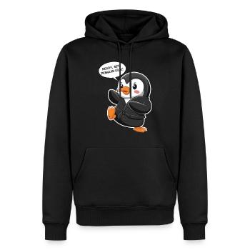 À vos marques, prêts, coup de pied de pingouin ! Pingouin mignon - Sweat à capuche Premium bio Homme - noir - Devant - Nico (187cm)