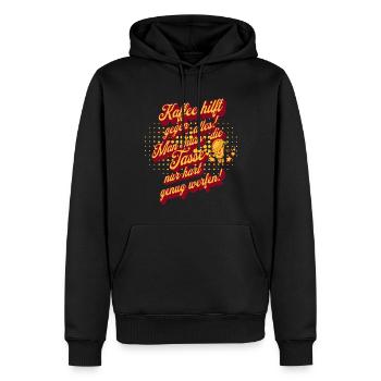 Kaffee hilft gegen alles , Kaffeetrinker - Männer Premium Bio Hoodie - Schwarz - Vorne - Nico (187cm)