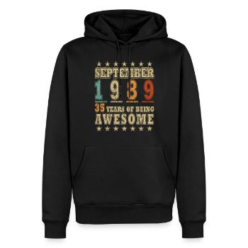 Birthday September 1989 Gift September 1989 - Men’s Premium Organic Hoodie - black - Front - Nico (187cm)
