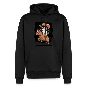 Cowboy Penguin Rides On A Horse - Men’s Premium Organic Hoodie - black - Front - Nico (187cm)
