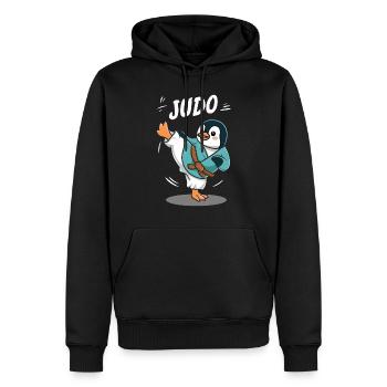 Judo pingouin drôle motif de dessin animé - Sweat à capuche Premium bio Homme - noir - Devant - Nico (187cm)