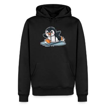 Wütender Pinguin Beim Rennen Auf Eis - Männer Premium Bio Hoodie - Schwarz - Vorne - Nico (187cm)