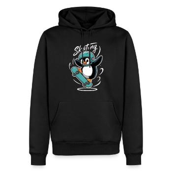 Pingouin Skating Aventurier - Sweat à capuche Premium bio Homme - noir - Devant - Nico (187cm)