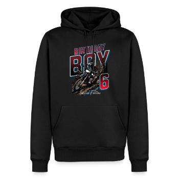 6e anniversaire de motocross - Sweat à capuche Premium bio Homme - noir - Devant - Nico (187cm)