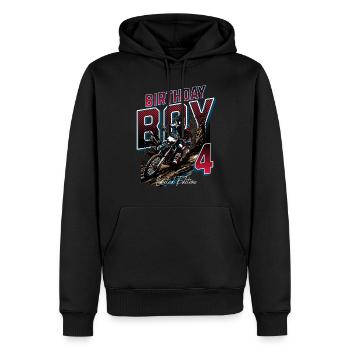 4e anniversaire de motocross - Sweat à capuche Premium bio Homme - noir - Devant - Nico (187cm)