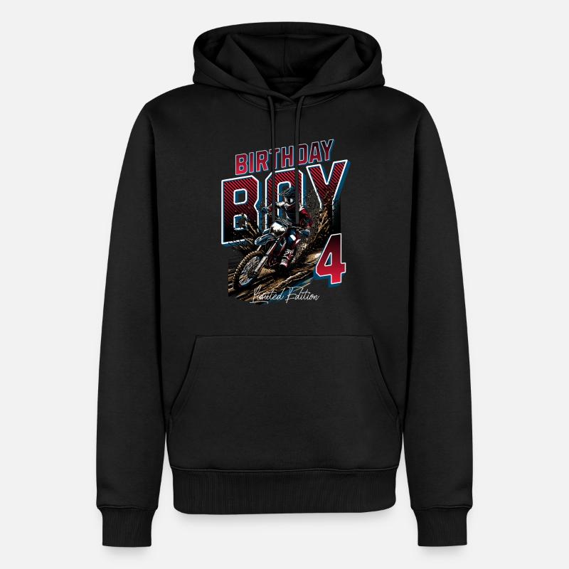 4e anniversaire de motocross - Sweat à capuche Premium bio Homme - noir
