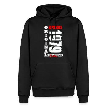 1979 September 1979 45th Anniversary Gift - Men’s Premium Organic Hoodie - black - Front - Nico (187cm)