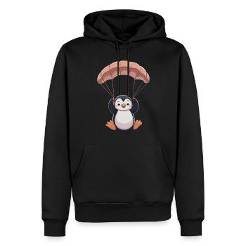 Niedlicher Pinguin Mit Fallschirm - Männer Premium Bio Hoodie - Schwarz - Vorne - Nico (187cm)