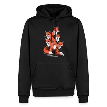 Conception de l’artiste renard avec six renards - Sweat à capuche Premium bio Homme - noir - Devant - Nico (187cm)
