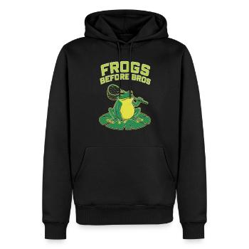Amphibian frog hunter enthusiast, frog trapping - Men’s Premium Organic Hoodie - black - Front - Nico (187cm)