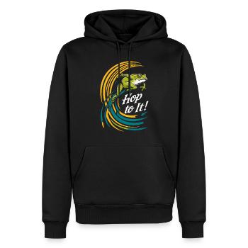 Amphibian frog hunter enthusiast, frog trapping - Men’s Premium Organic Hoodie - black - Front - Nico (187cm)