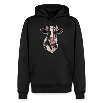 Drôle de vache tire la langue - Sweat à capuche Premium bio Homme - noir - Devant - Nico (187cm)