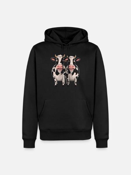 Funny Cows Cartoon Illustration - Men’s Premium Organic Hoodie - black