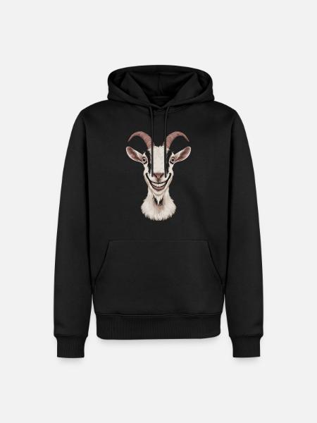 Lächelnde Ziege Mit Humorvollem Gesicht - Herre Premium økologisk hoodie - sort