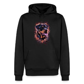 Rottweiler Art Dessin Abstrait Chien - Sweat à capuche Premium bio Homme - noir - Devant - Nico (187cm)