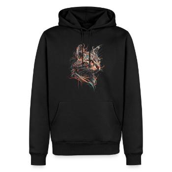 Katze Kunst Zeichnung Abstrakte Tierillustration - Männer Premium Bio Hoodie - Schwarz - Vorne - Nico (187cm)