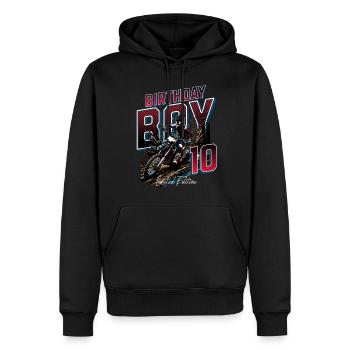 10e anniversaire de motocross - Sweat à capuche Premium bio Homme - noir - Devant - Nico (187cm)