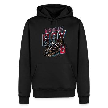 8e anniversaire de motocross - Sweat à capuche Premium bio Homme - noir - Devant - Nico (187cm)