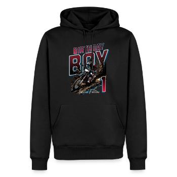 1er anniversaire de motocross - Sweat à capuche Premium bio Homme - noir - Devant - Nico (187cm)