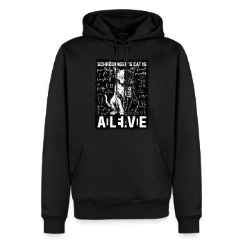 Le chat de Schrödinger est mort et vivant - Sweat à capuche Premium bio Homme - noir - Devant - Nico (187cm)