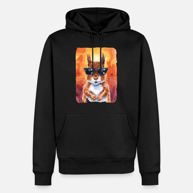 Cooles Eichhörnchen Mit Sonnenbrille - Männer Premium Bio Hoodie - Schwarz