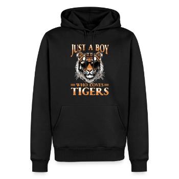 Funny Tiger Animal Just A Boy Who Loves Tigers - Men’s Premium Organic Hoodie - black - Front - Nico (187cm)