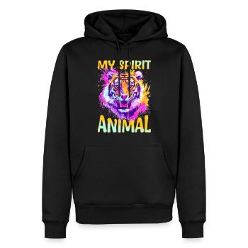 Drôle de tigre animal, mon animal spirituel - Sweat à capuche Premium bio Homme - noir - Devant - Nico (187cm)