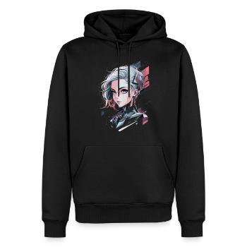 Guerrier cyberpunk futuriste - Sweat à capuche Premium bio Homme - noir - Devant - Nico (187cm)